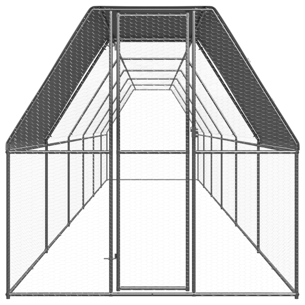 Coteț de exterior pentru păsări, 2x12x2 m, oțel zincat