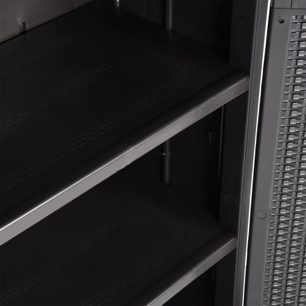 Dulap depozitare de grădină, negru, 65x45x172 cm, PP ratan