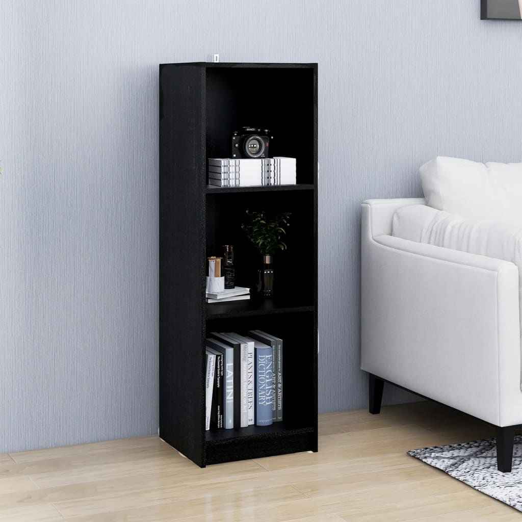 Bibliotecă/Separator cameră negru, 36x33x110 cm, lemn masiv pin