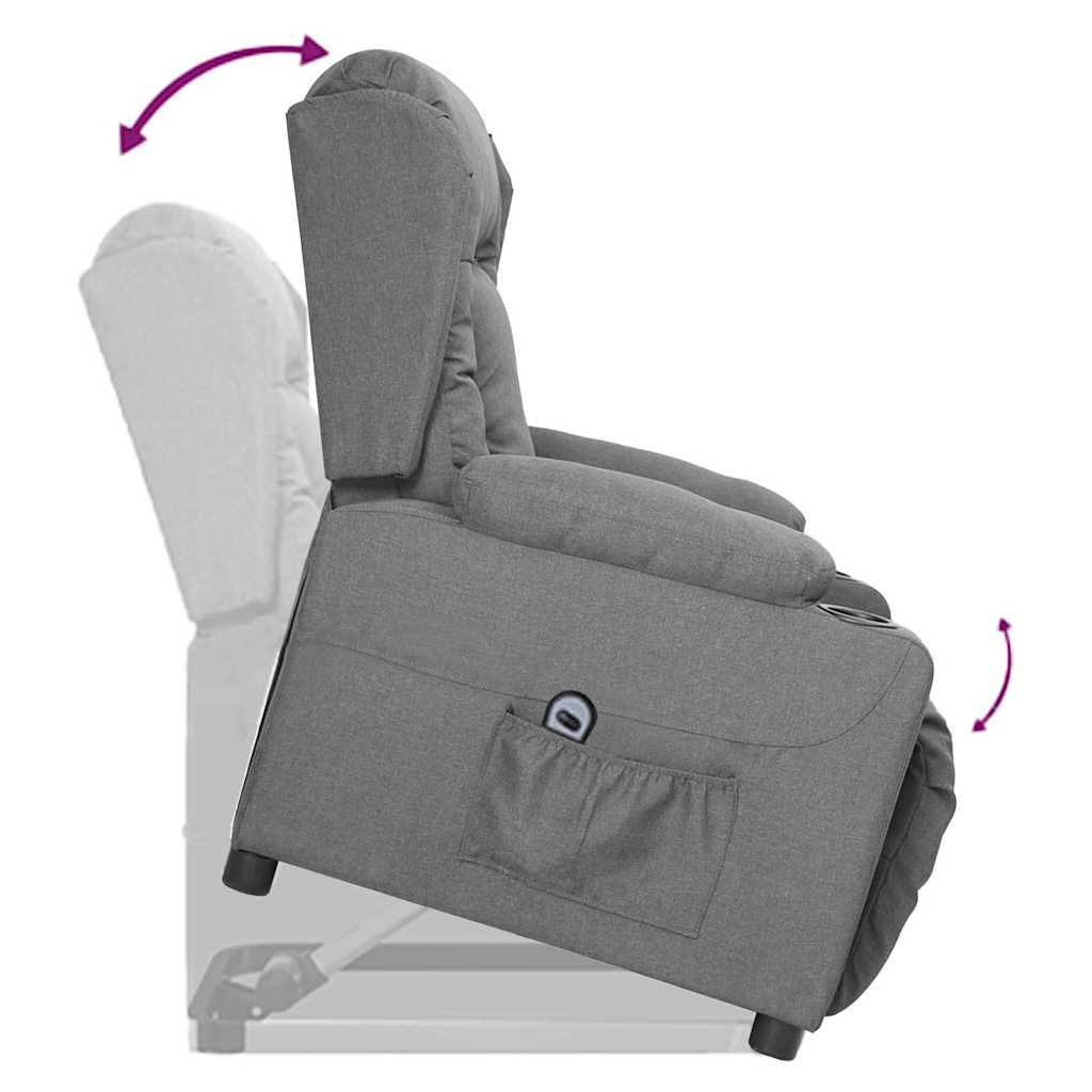 Fotoliu cu ridicare, gri deschis, textil