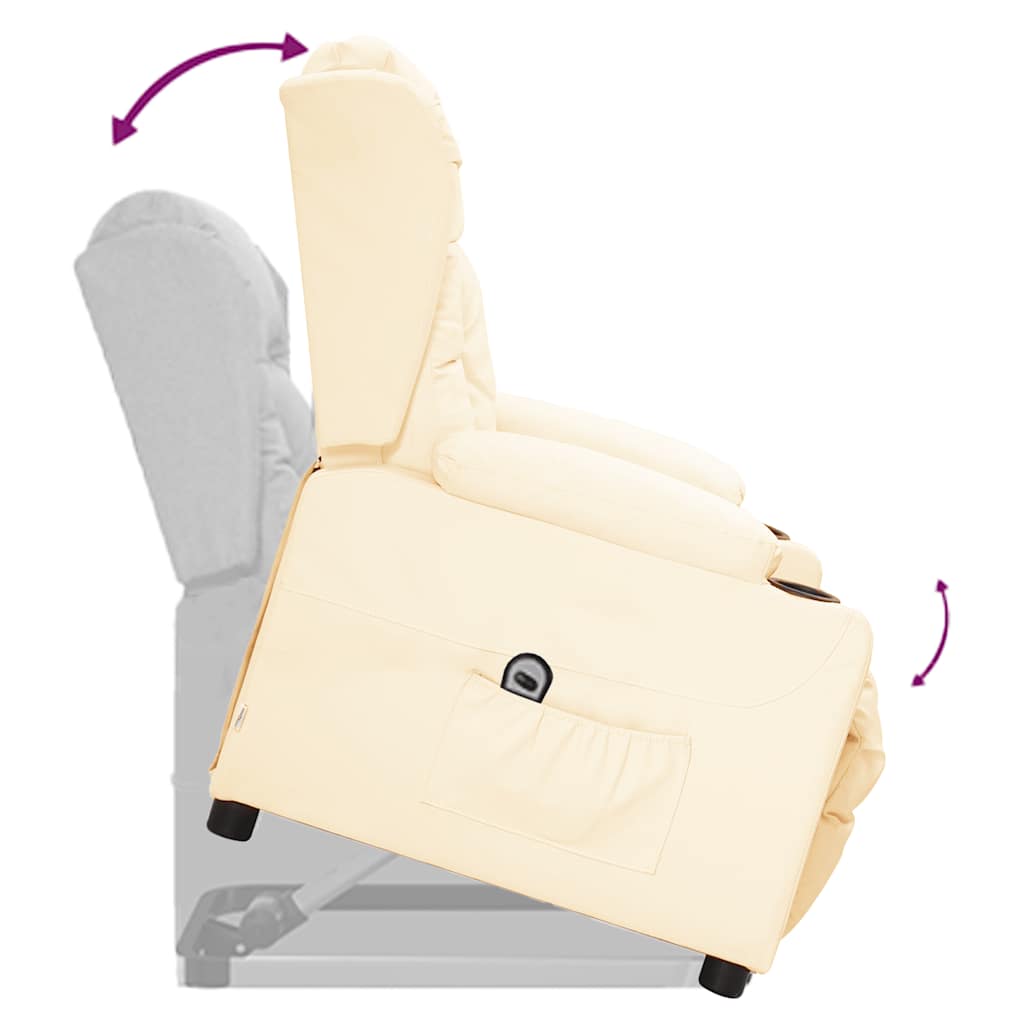 Fotoliu cu ridicare, crem, piele ecologică