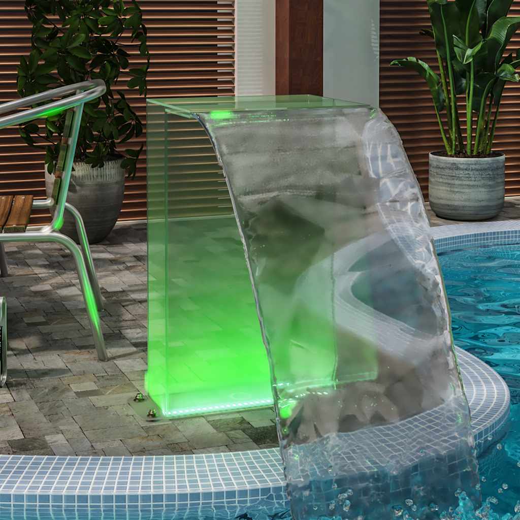 Fântână de piscină cu LED-uri RGB, acril, 51 cm