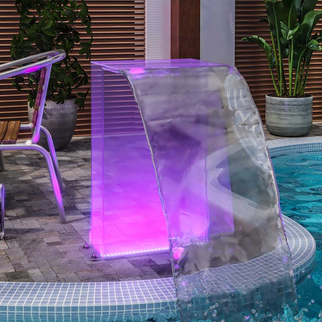 Fântână de piscină cu LED-uri RGB, acril, 51 cm
