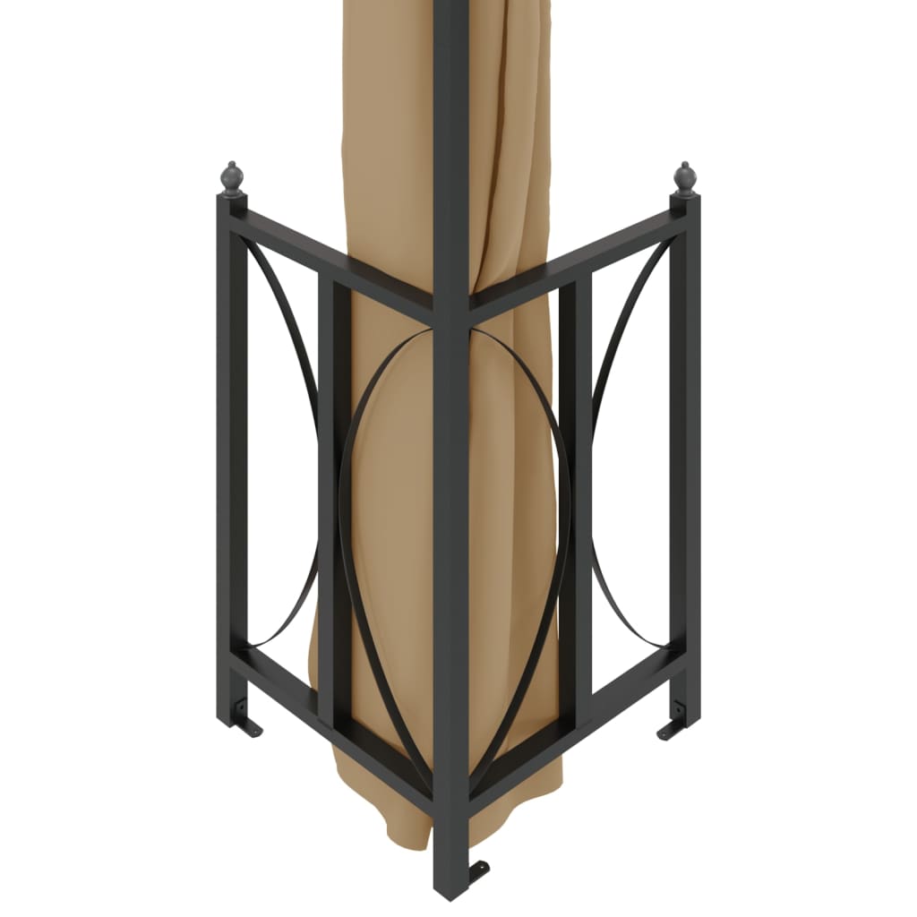 Foișor cu pereți laterali și acoperișuri duble 3x4 m gri taupe