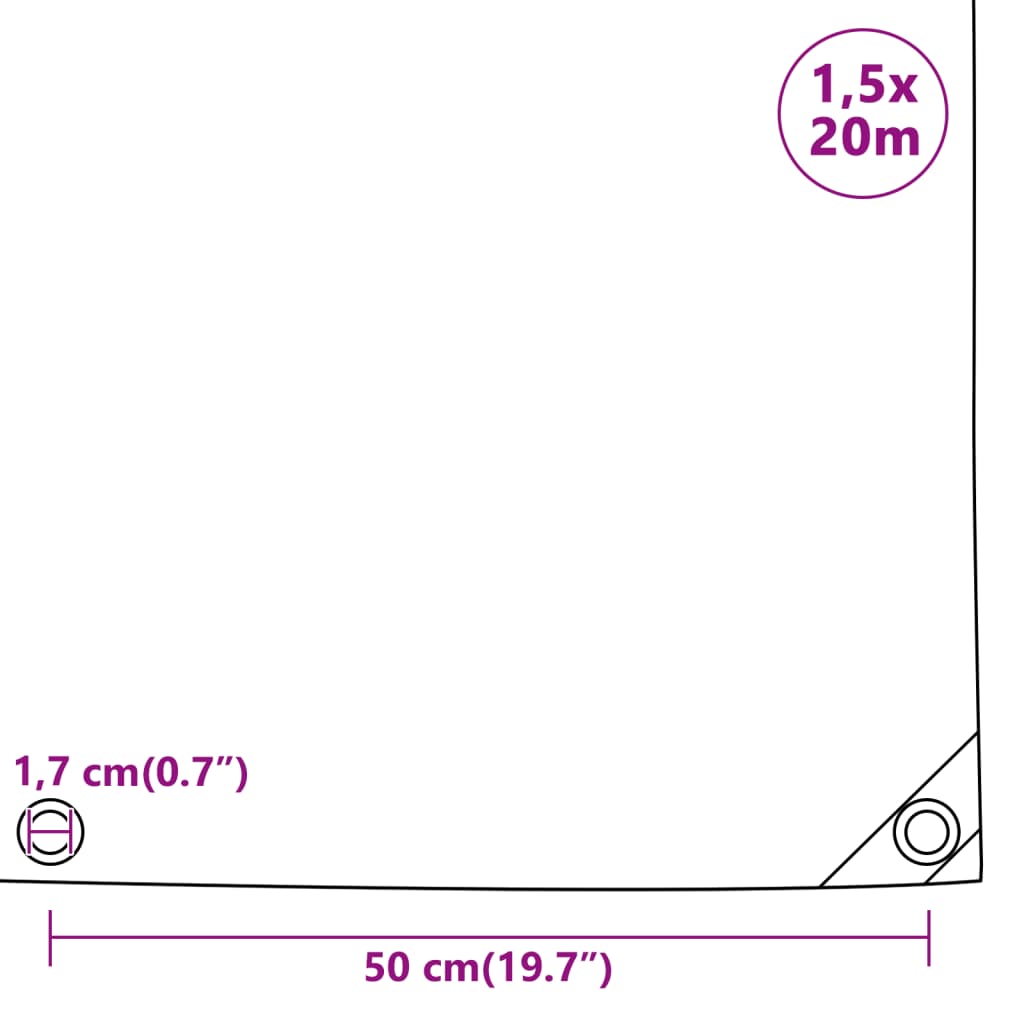 Prelată, gri, 1,5x20 m, 650 g/m²