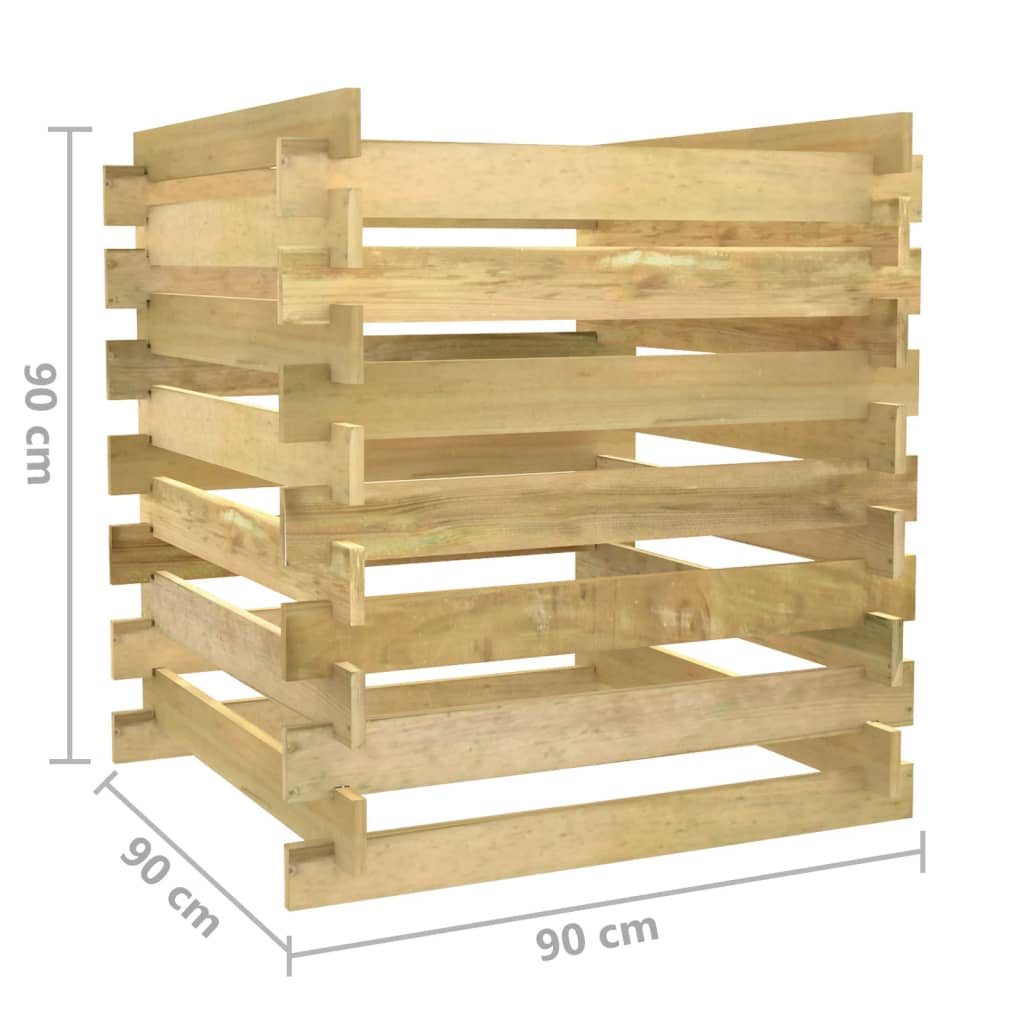 Compostor de grădină din șipci, 90x90x90 cm, lemn de pin tratat