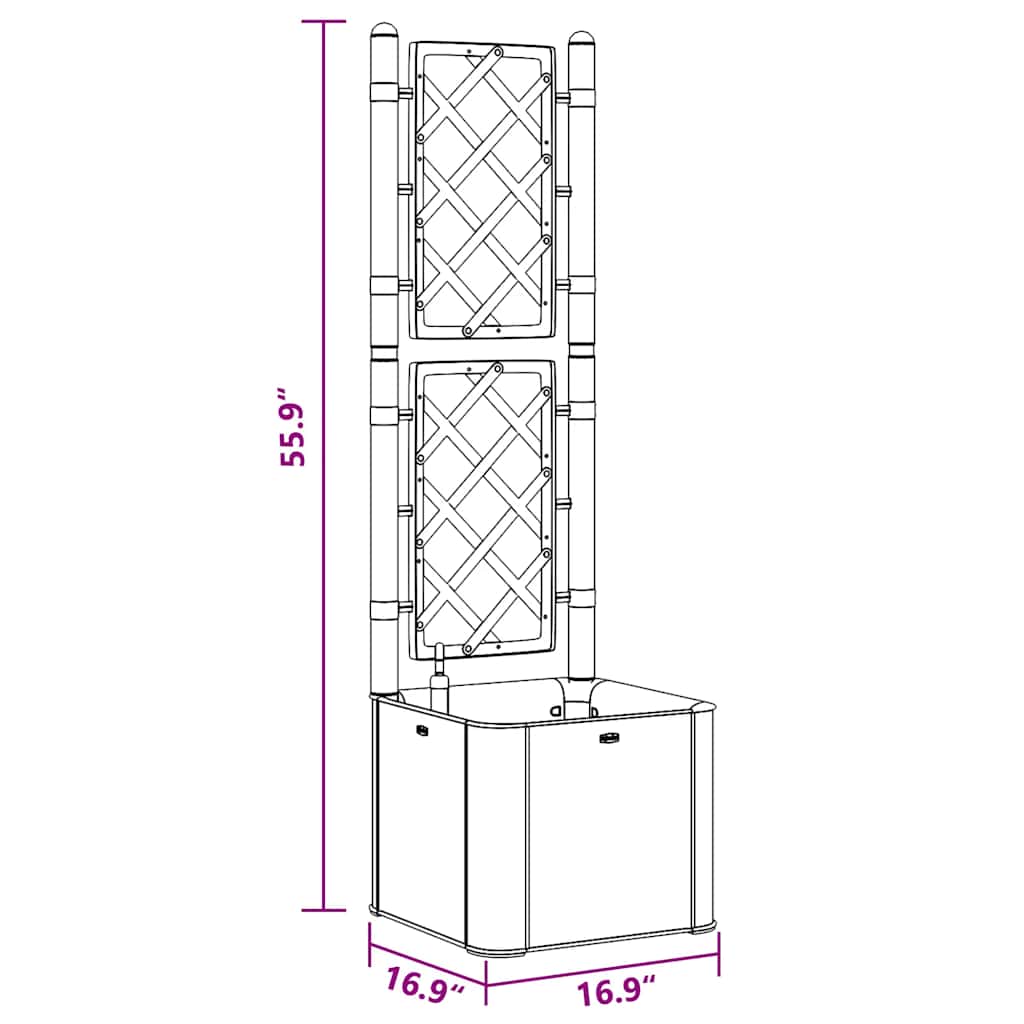 Strat înălțat grădină cu spalier și sistem de auto-udare, gri