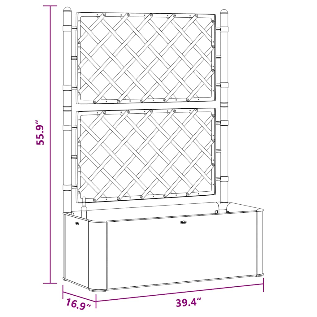 Strat înălțat grădină cu spalier și sistem de auto-udare, gri