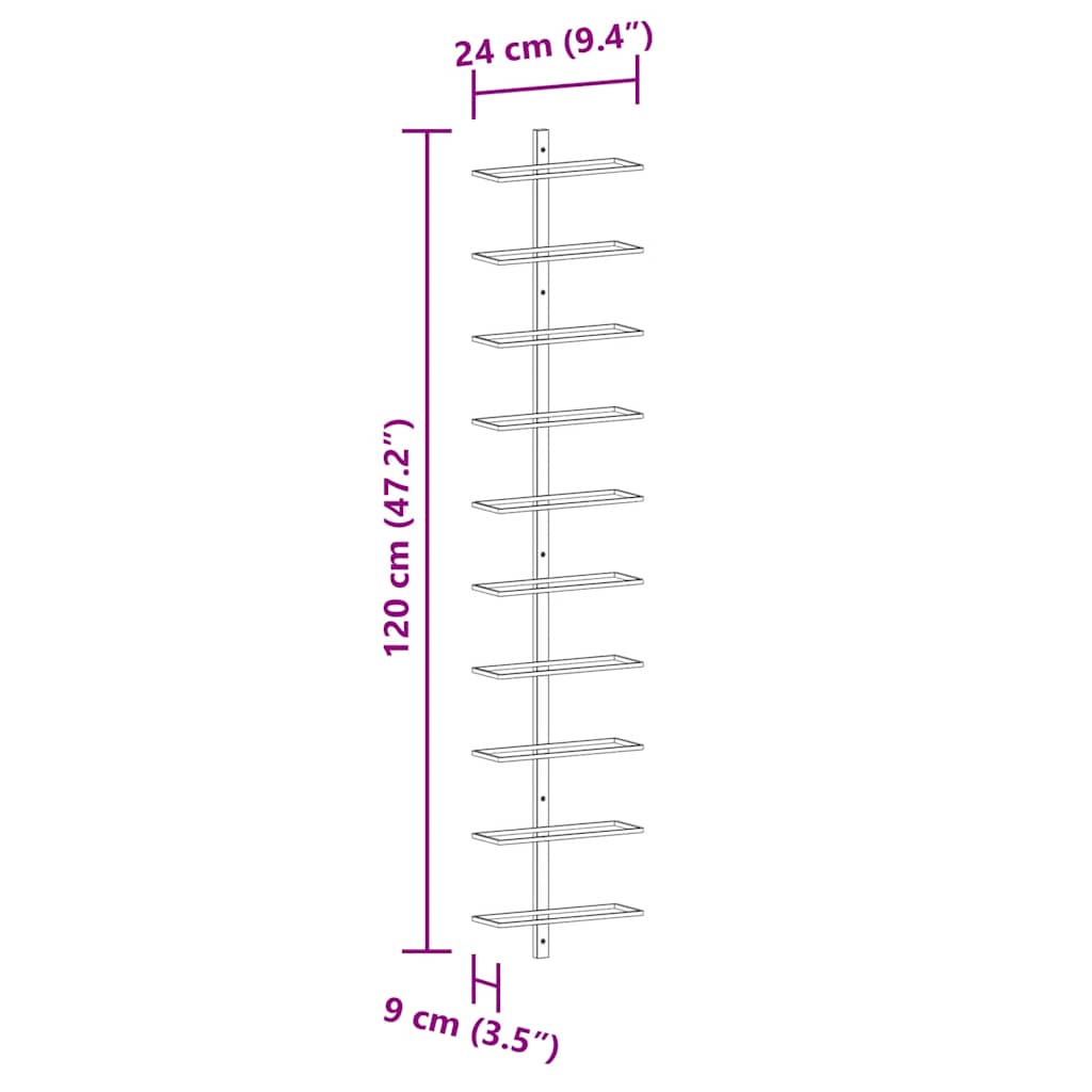 Suport sticle de vin, de perete, 10 sticle, 2 buc, auriu, metal