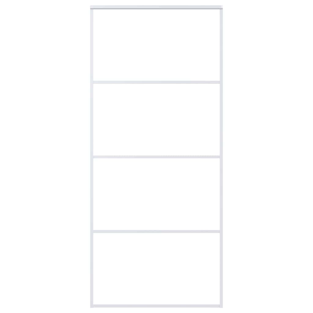 Ușă glisantă, alb, 90x205 cm, sticlă ESG mată și aluminiu