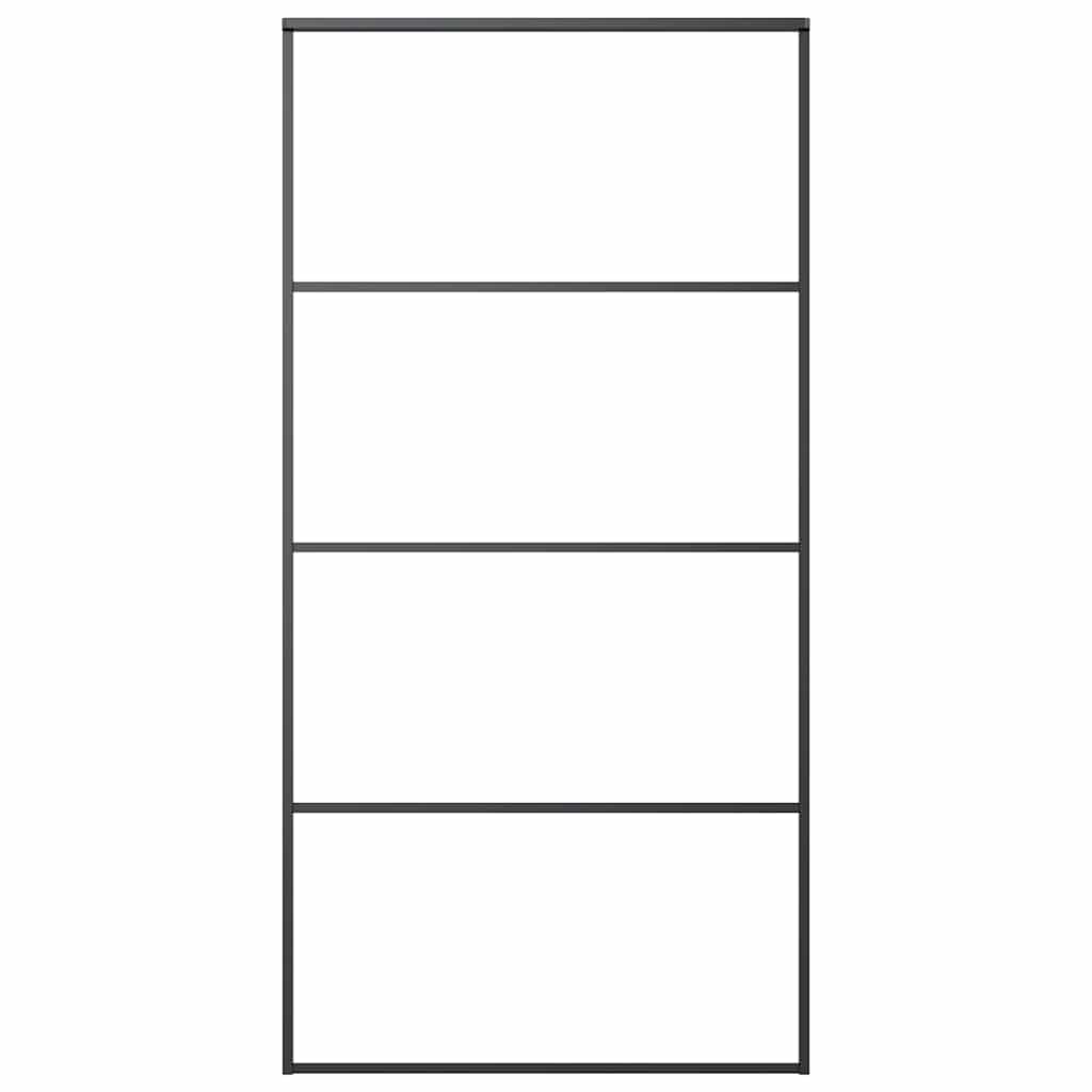 Ușă glisantă, negru, 102,5x205 cm, sticlă mată ESG și aluminiu