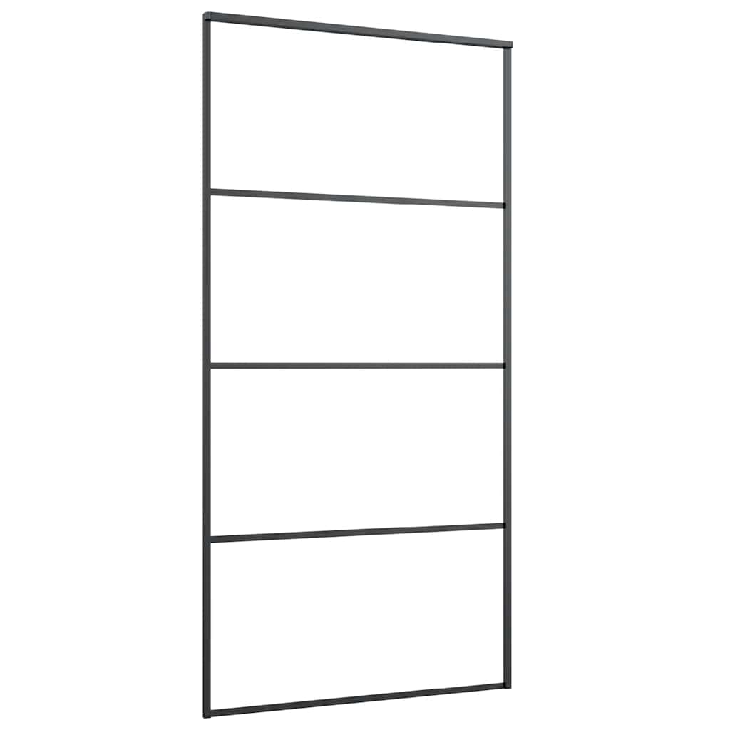 Ușă glisantă, negru, 102,5x205 cm, sticlă mată ESG și aluminiu