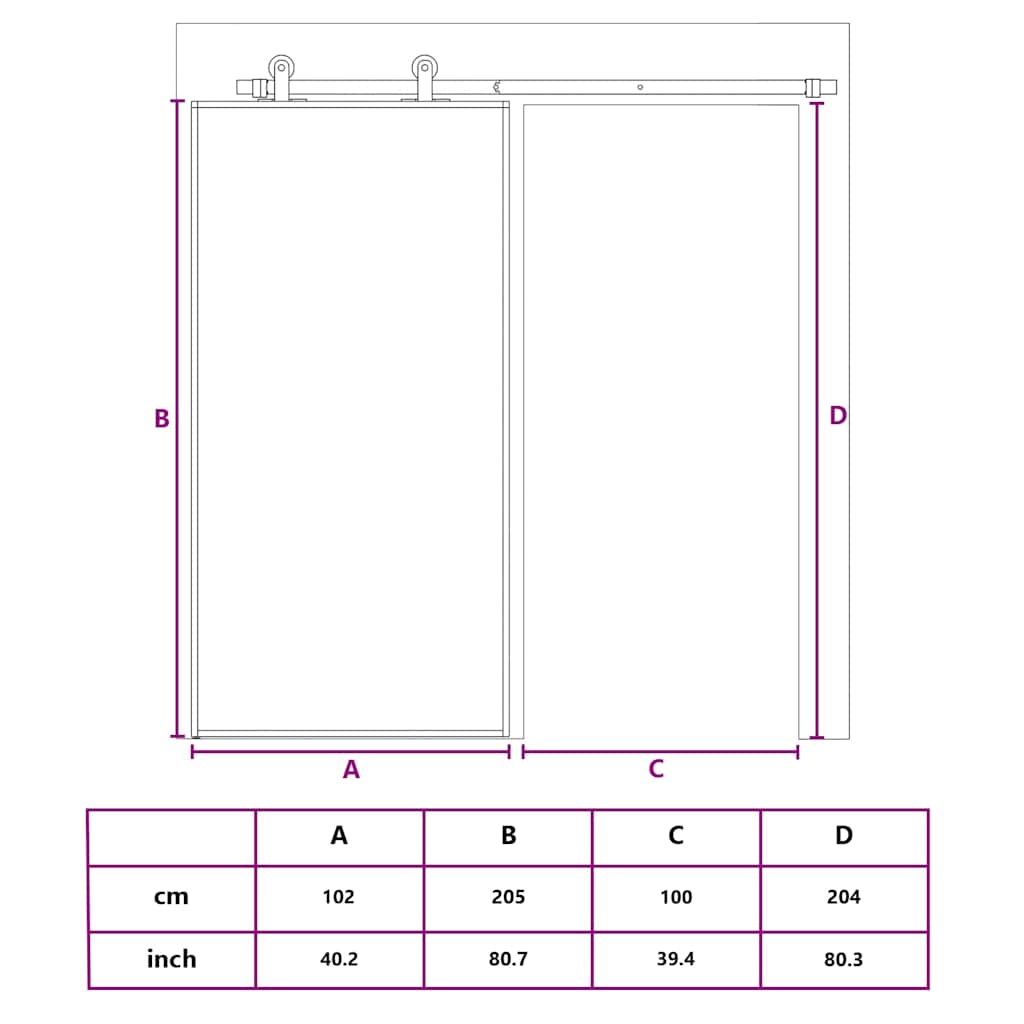 Ușă glisantă, negru, 102,5x205 cm, sticlă mată ESG și aluminiu
