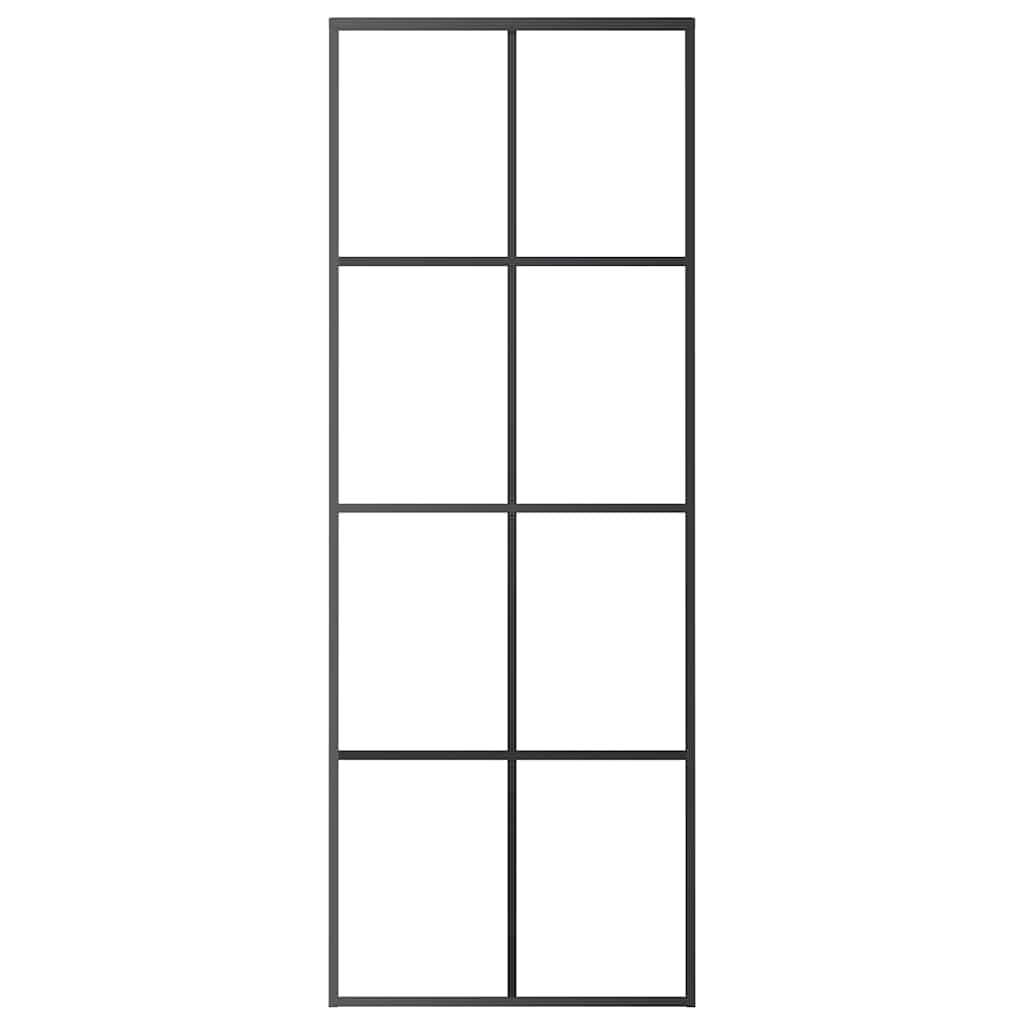 Ușă glisantă, negru, 76x205 cm, sticlă ESG și aluminiu