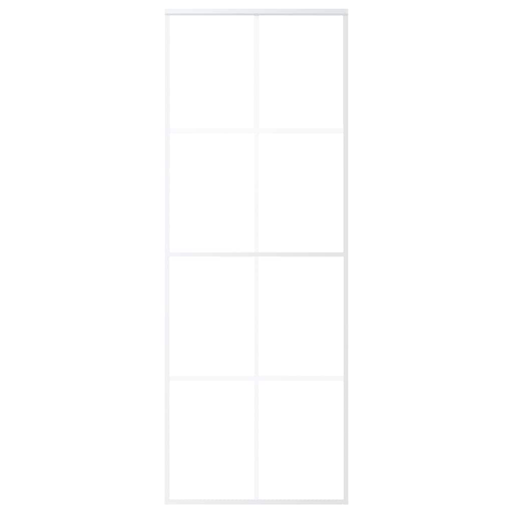 Ușă glisantă, alb, 76x205 cm, sticlă mată ESG și aluminiu