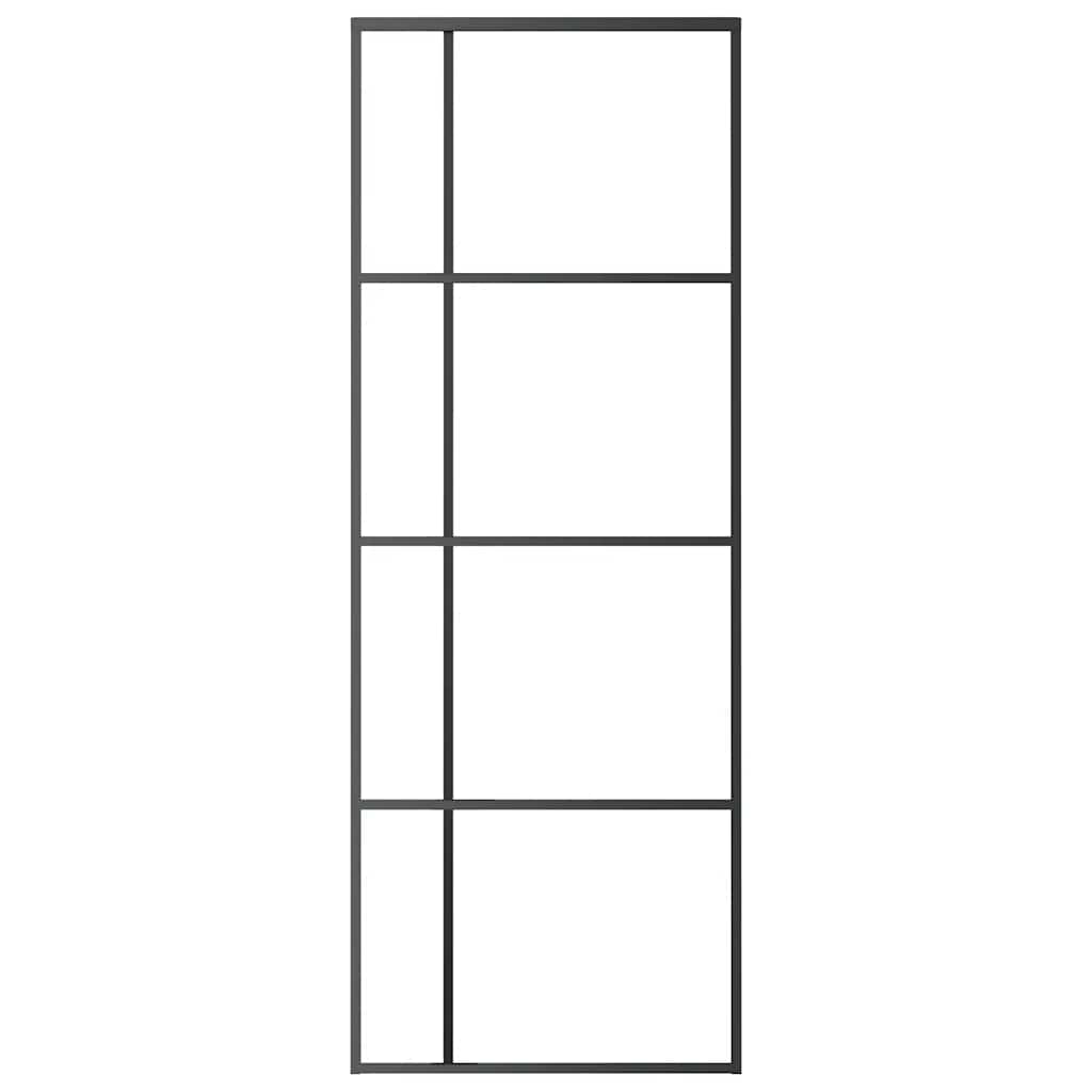Ușă glisantă, negru, 76x205 cm, sticlă ESG și aluminiu