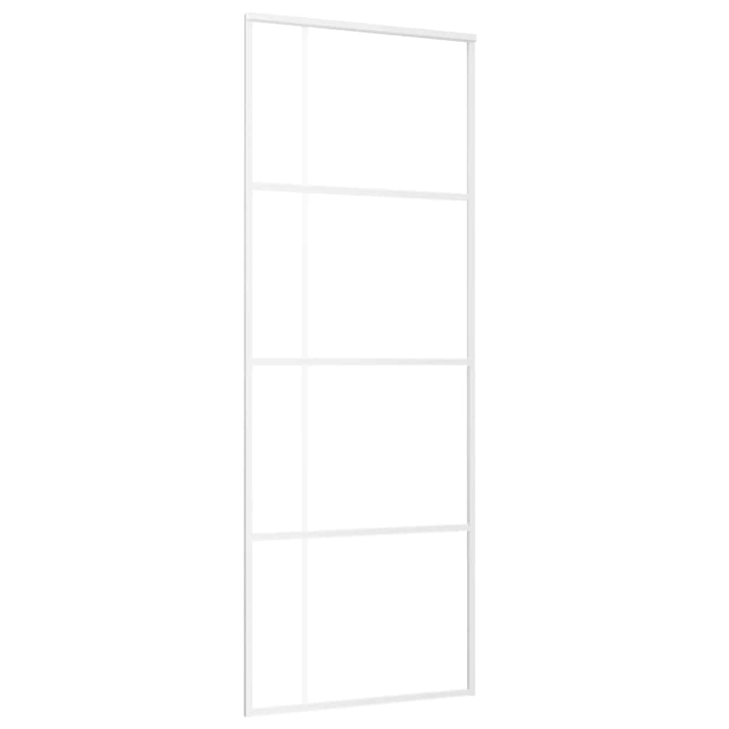 Ușă glisantă, alb, 76x205 cm, sticlă mată ESG și aluminiu