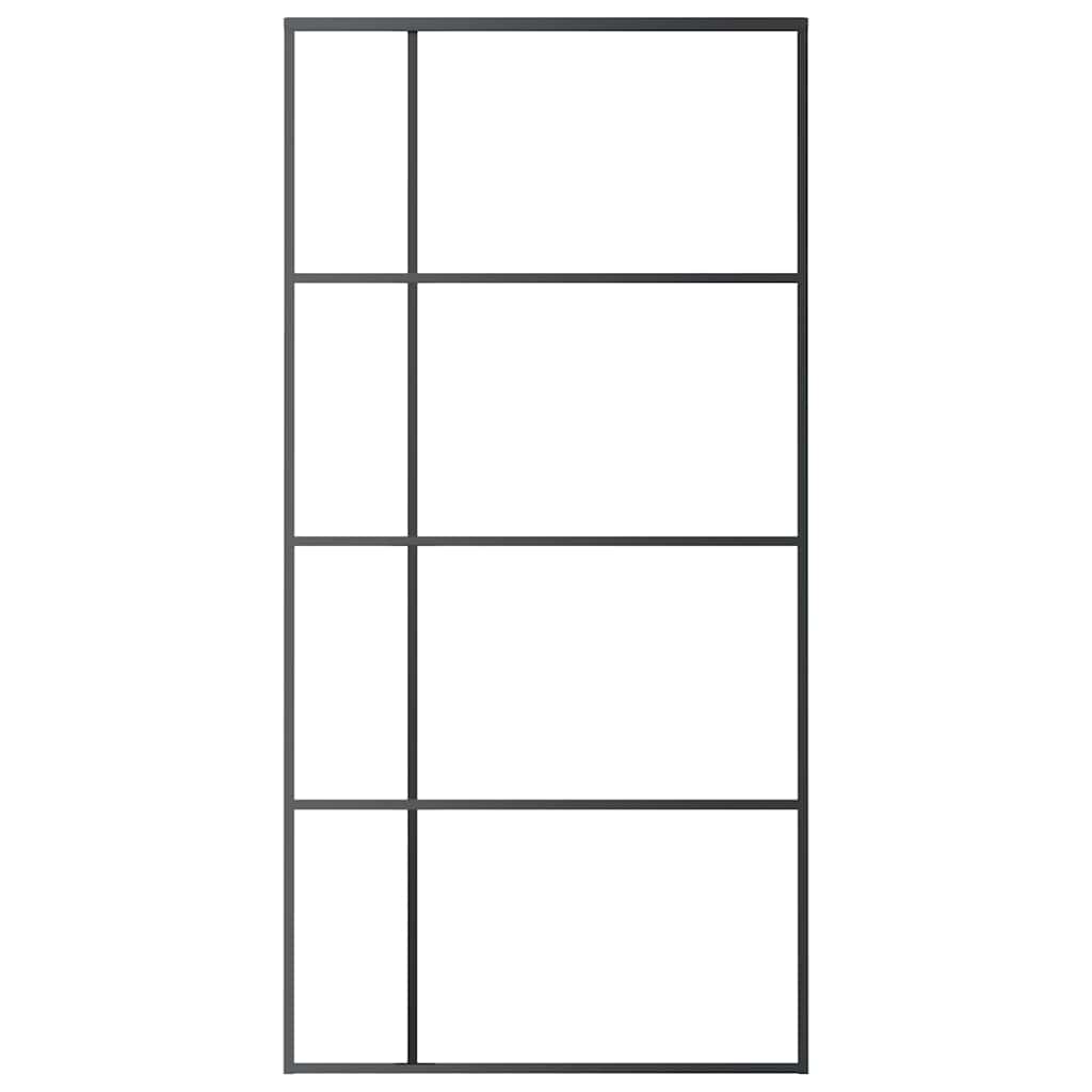 Ușă glisantă ,negru, 102,5x205 cm, sticlă mată ESG și aluminiu