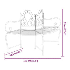 Bancă circulară de copac, negru, 150 cm, oțel