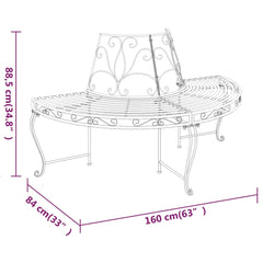 Bancă circulară de copac, negru, Ø160 cm, oțel