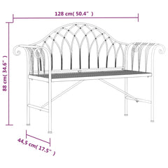 Bancă de grădină cu 2 locuri, negru, 128 cm, oțel