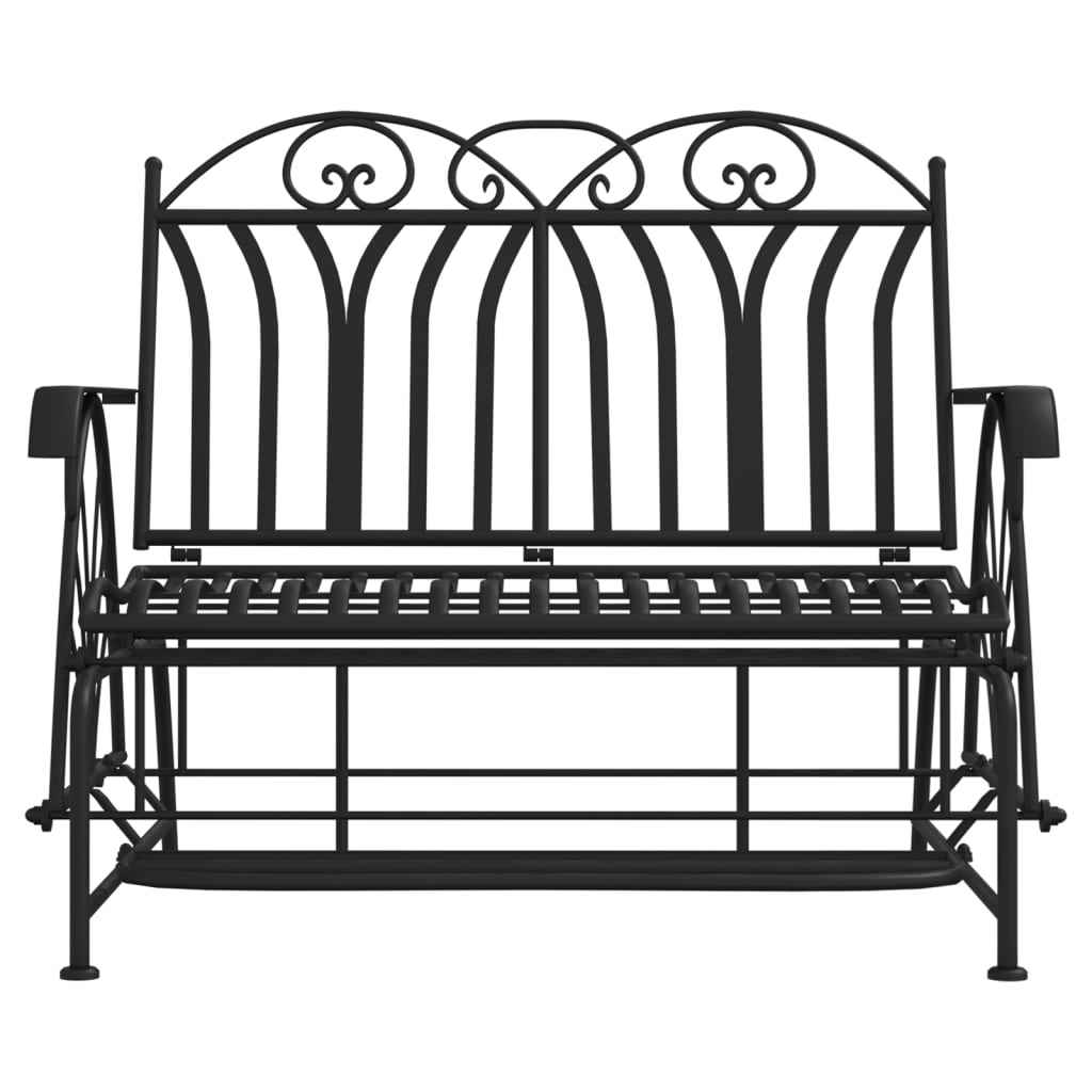 Bancă glisantă cu 2 locuri, negru, 114 cm, oțel