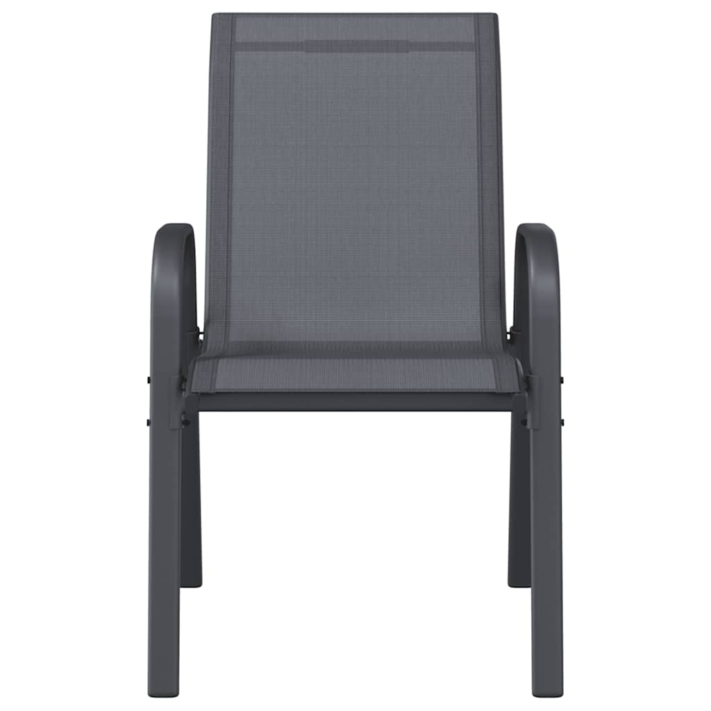 Scaune de grădină stivuibile, 6 buc., gri, textilenă