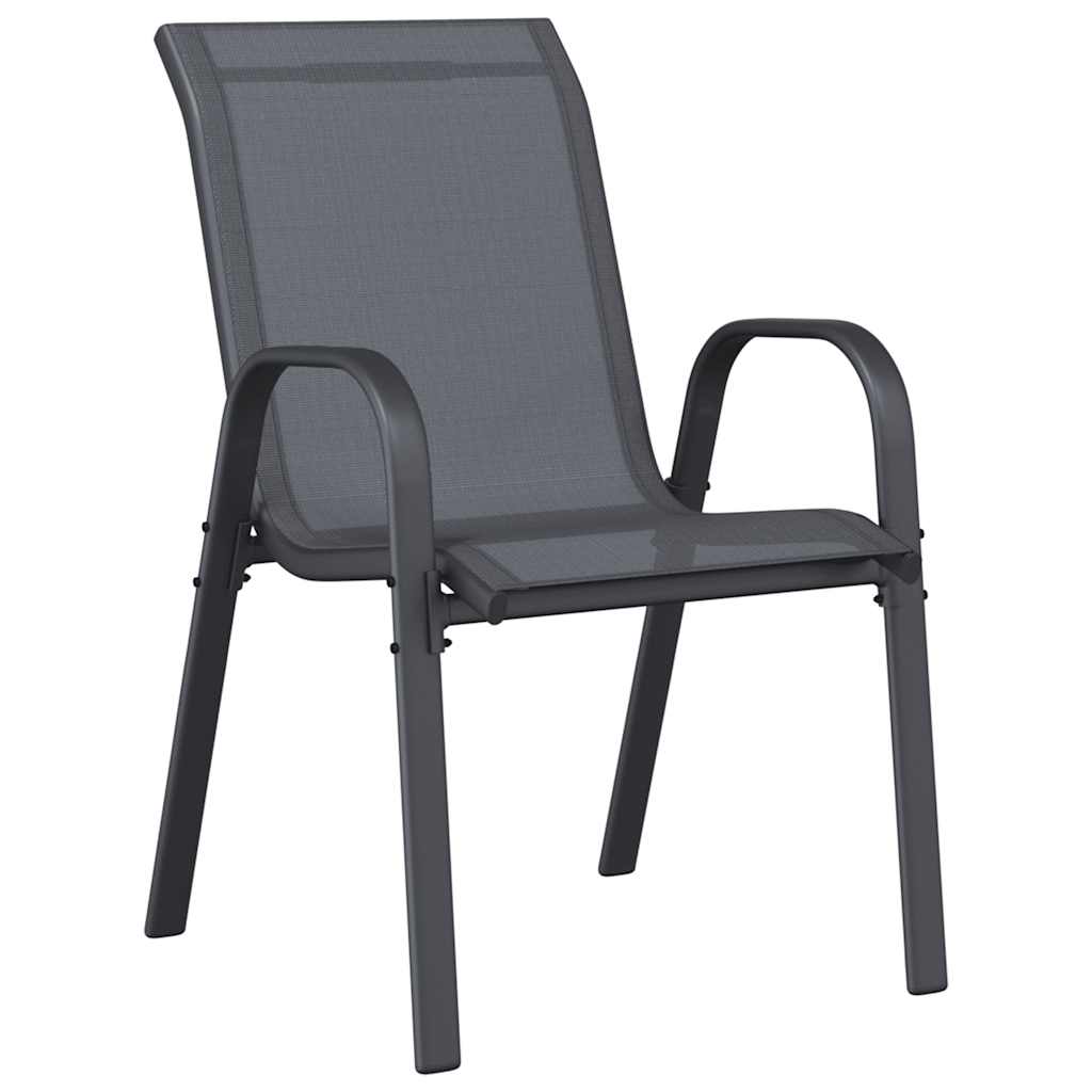 Scaune de grădină stivuibile, 6 buc., gri, textilenă