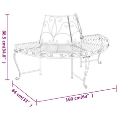 Bancă circulară de copac, 2 buc., negru, Ø160 cm, oțel