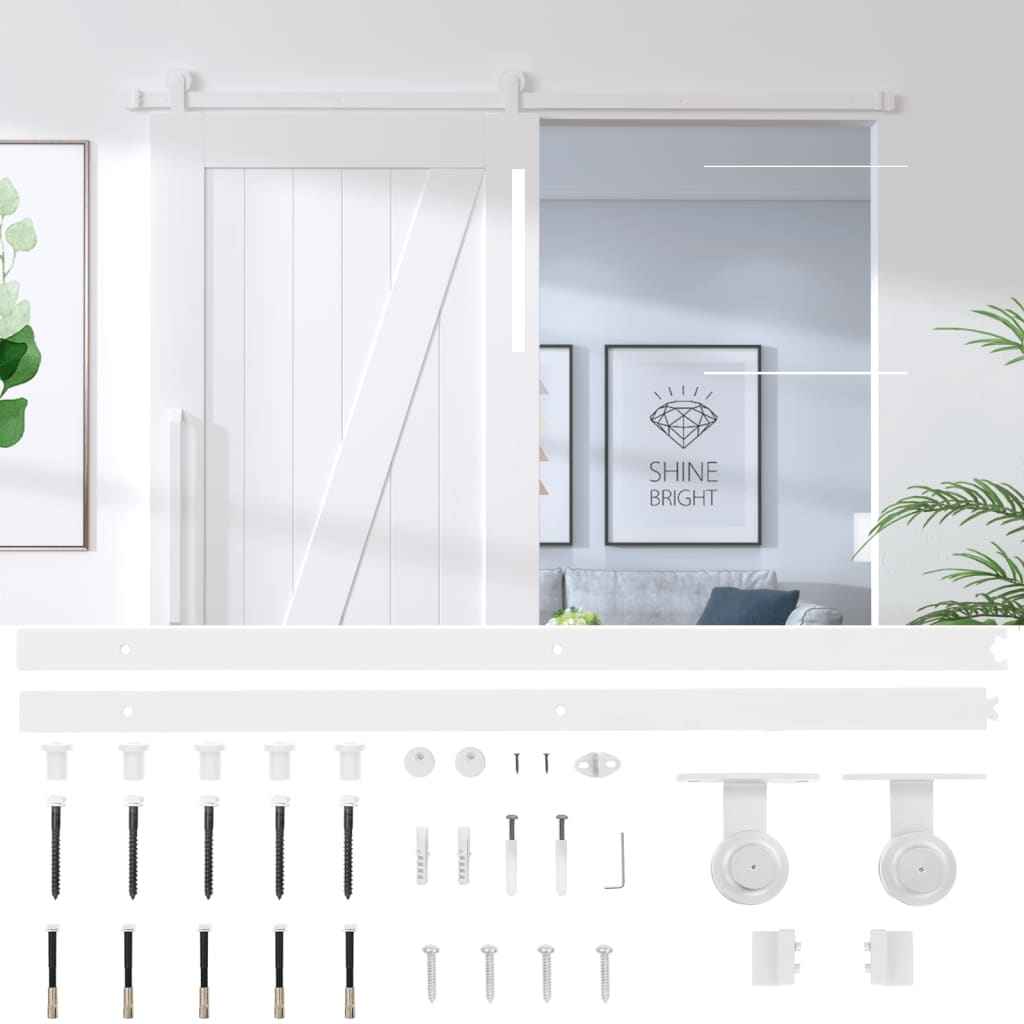 Set feronerie pentru uși glisante, alb, 200 cm, oțel