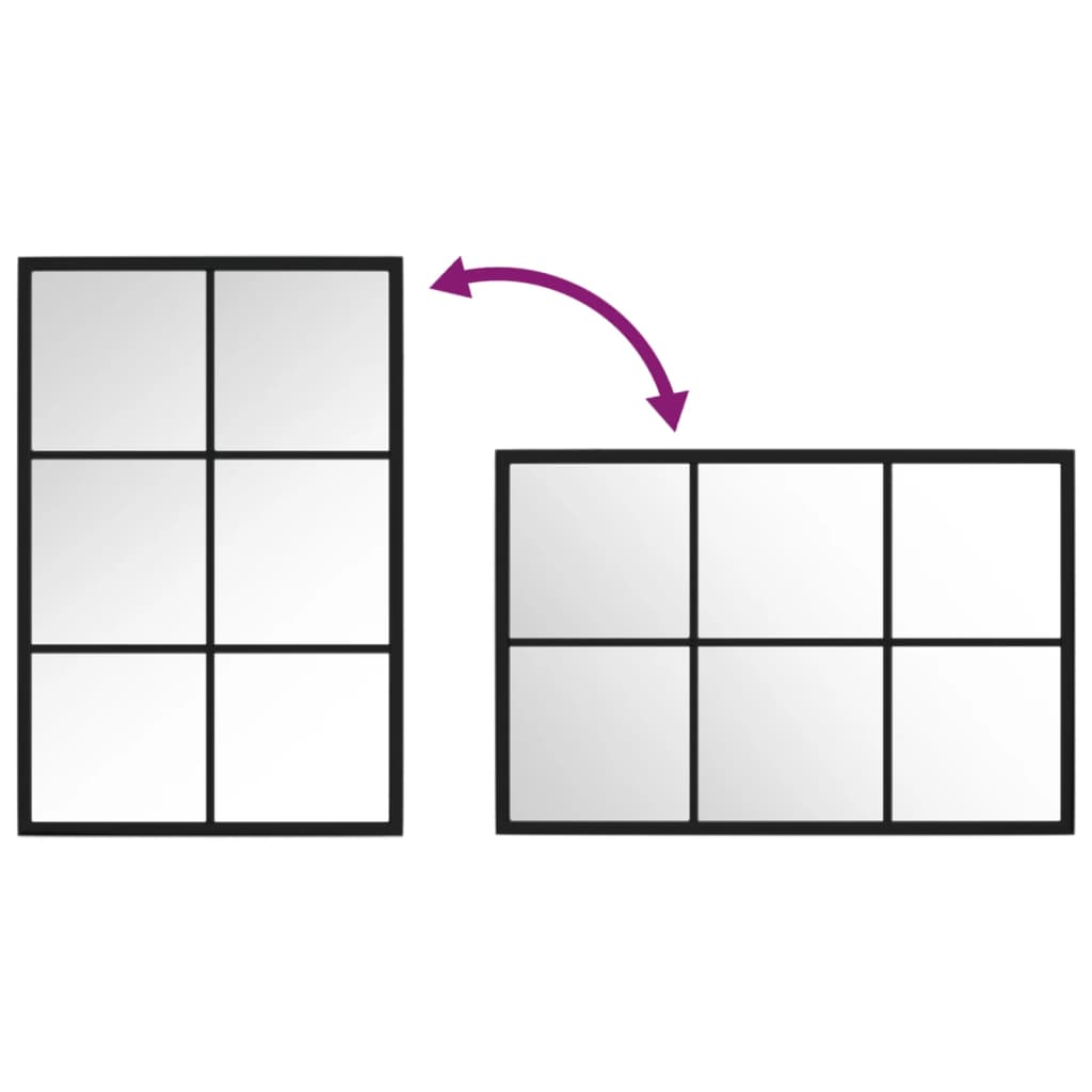 Oglindă de perete, negru, 60x40 cm, metal