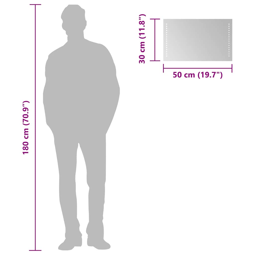 Oglindă cu LED de baie, 50x30 cm