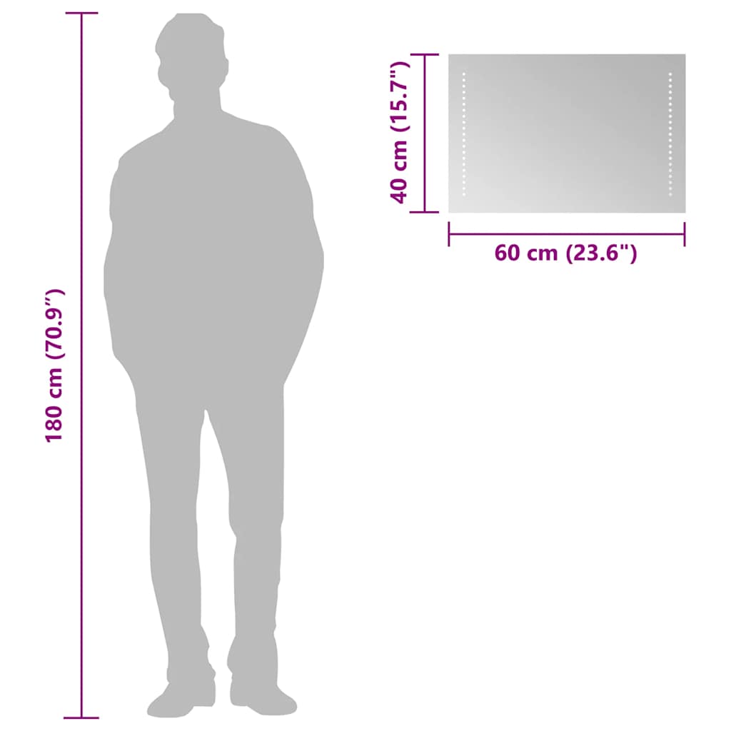 Oglinda de baie cu LED, 60x40 cm