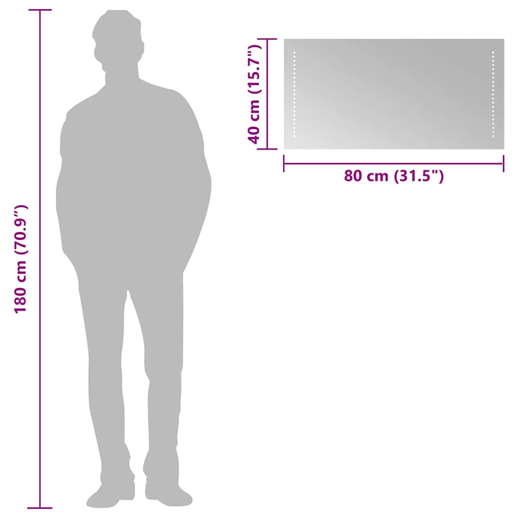 Oglindă de baie cu LED, 80x40 cm