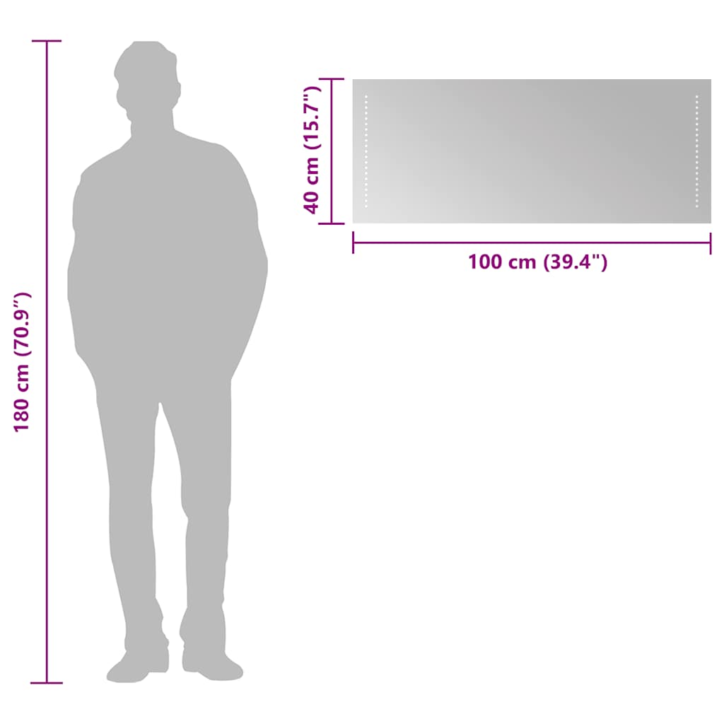 Oglindă de baie cu LED, 100x40 cm