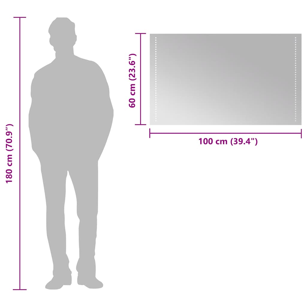 Oglindă de baie cu LED, 100x60 cm