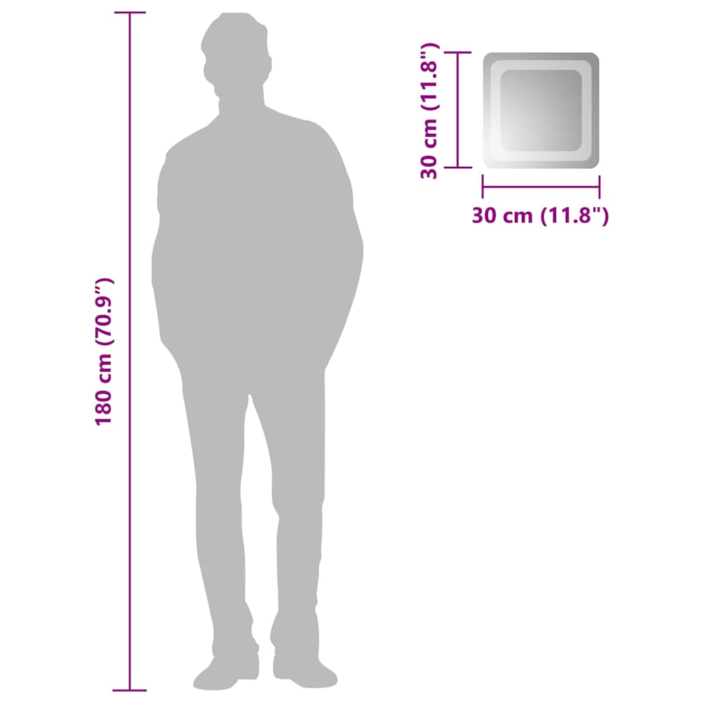 Oglindă cu LED de baie, 30x30 cm