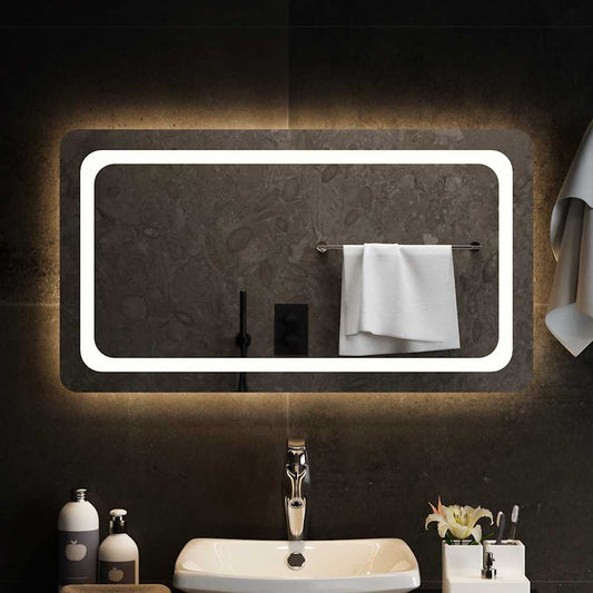 Oglindă de baie cu LED, 90x50 cm