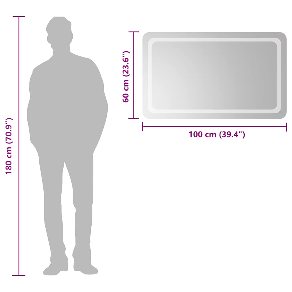 Oglindă de baie cu LED, 100x60 cm