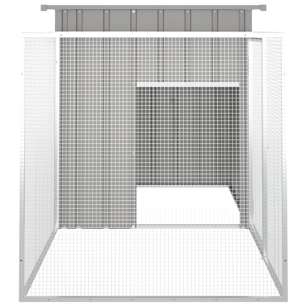 Coteț pentru păsări, gri, 200x91x100 cm, oțel galvanizat