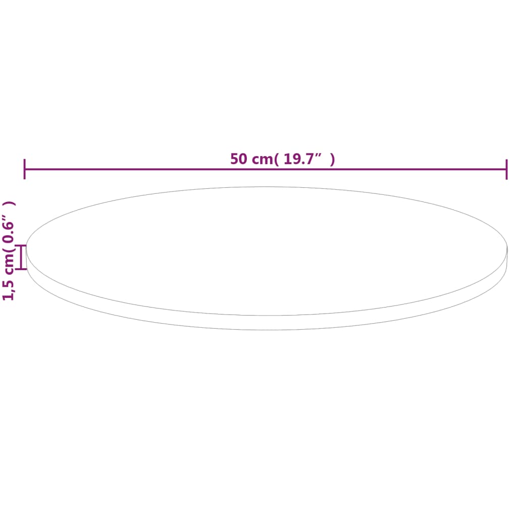 Blat de masă rotund, Ø50x1,5 cm, lemn masiv stejar netratat