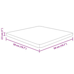 Blat de masă pătrat, 50x50x2,5 cm, lemn masiv stejar netratat