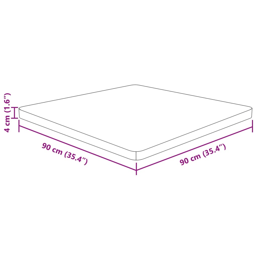 Blat de masă pătrat, 90x90x4 cm, lemn masiv stejar netratat