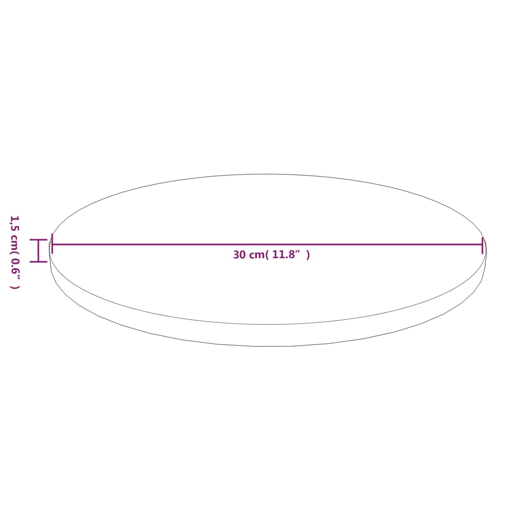 Blat de masă rotund maro deschis Ø30x1,5cm lemn stejar tratat