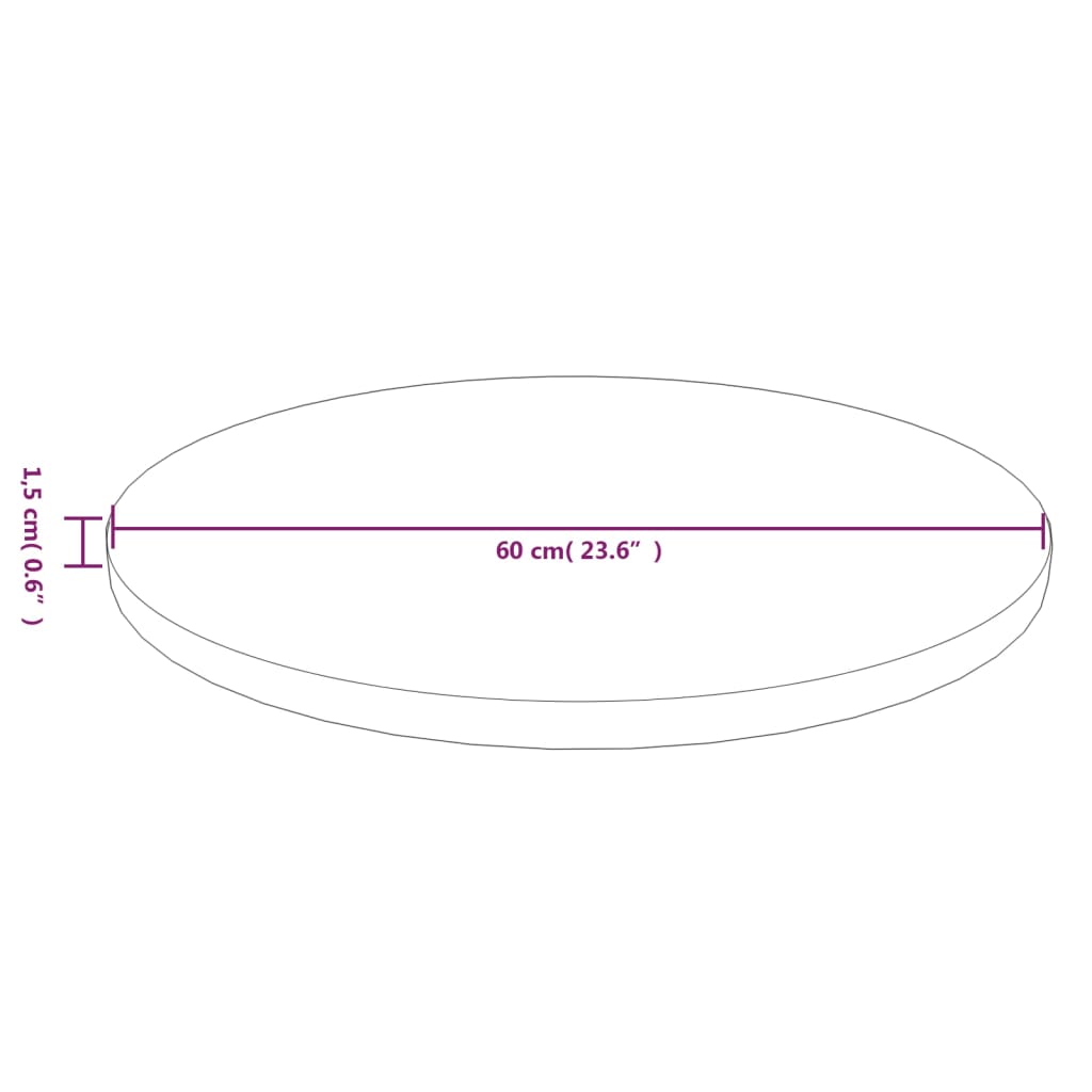 Blat de masă rotund maro deschis Ø60x1,5 cm lemn stejar tratat