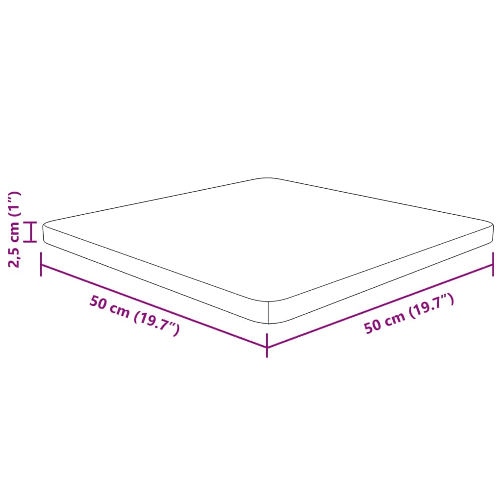 Blat masă pătrat maro deschis 50x50x2,5cm lemn stejar tratat