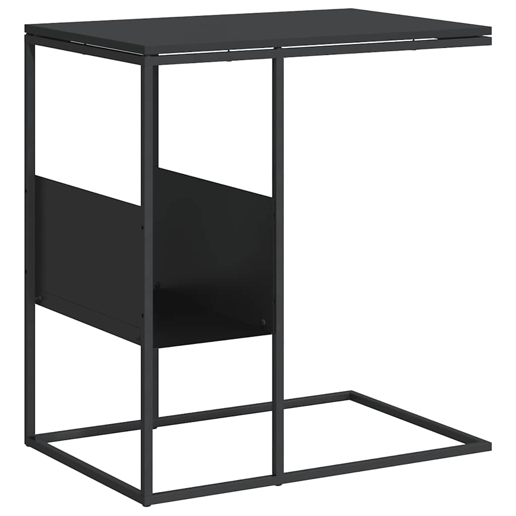 Masă laterală, negru, 55x36x59,5 cm, lemn compozit