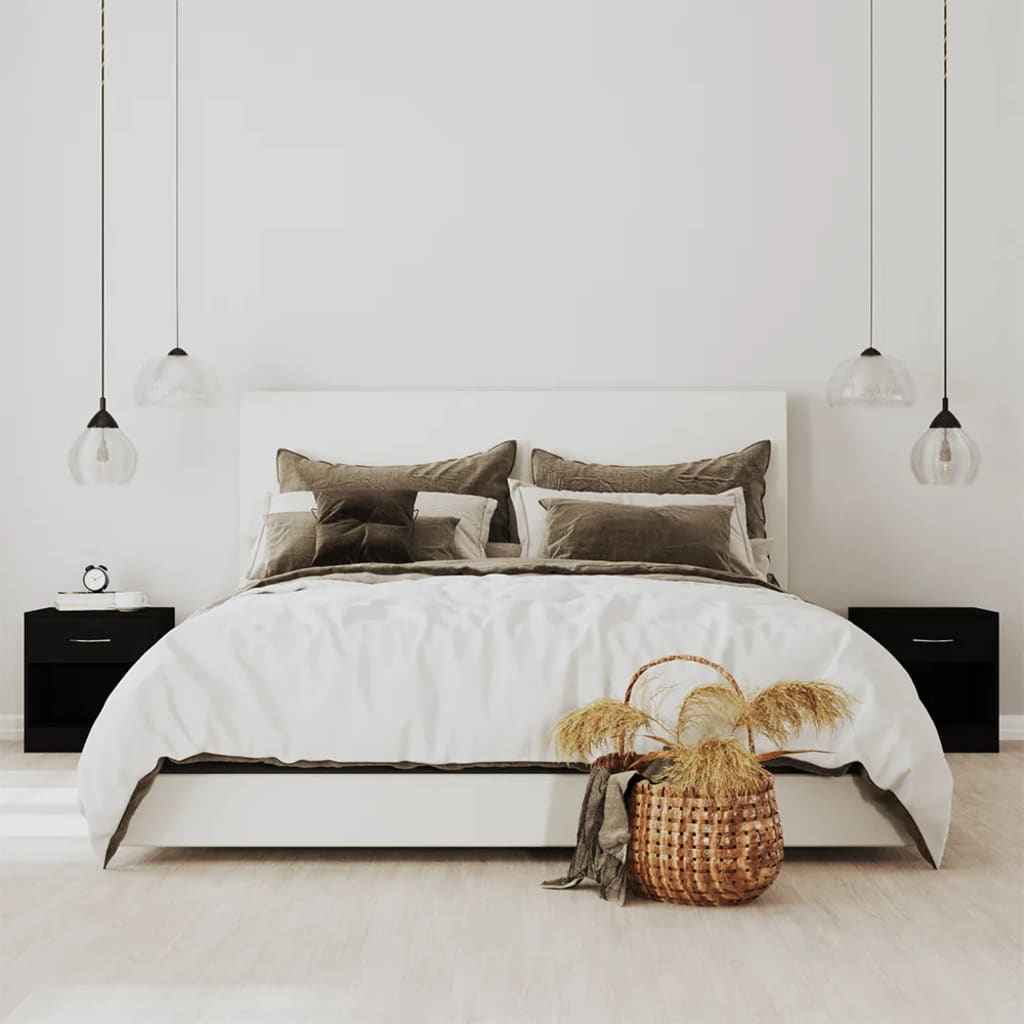 Noptiere cu sertar, 2 buc., negru