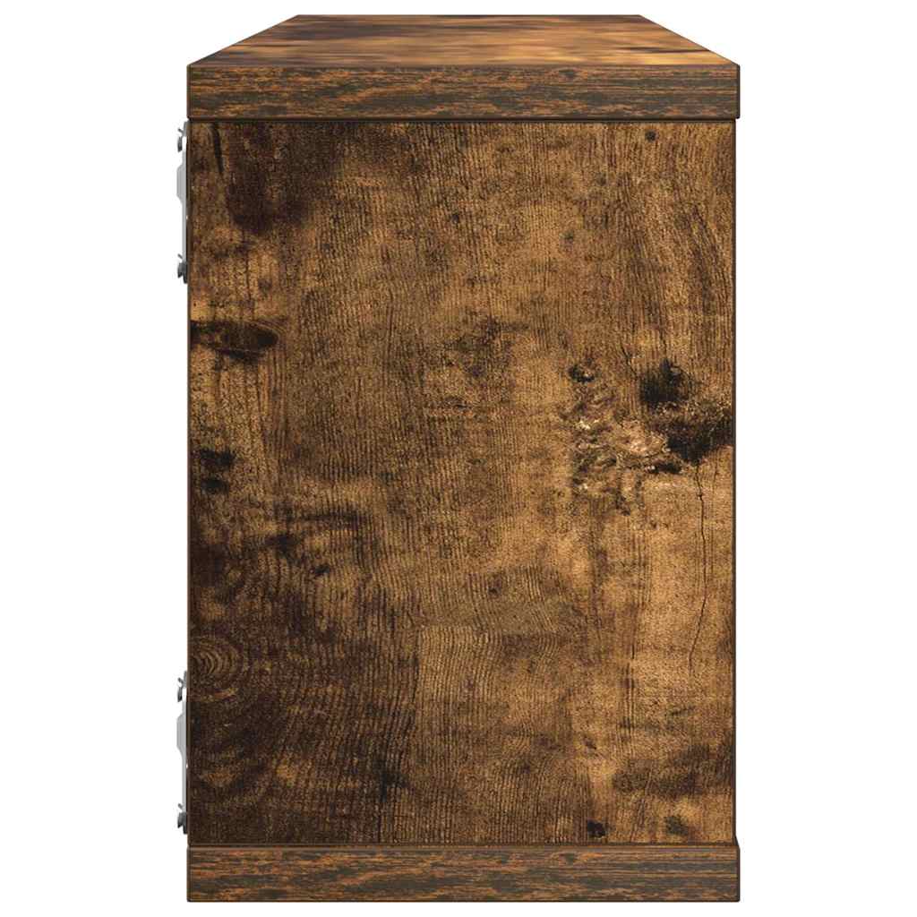 Rafturi de perete cub, 4 buc., stejar fumuriu 60x15x23 cm, lemn