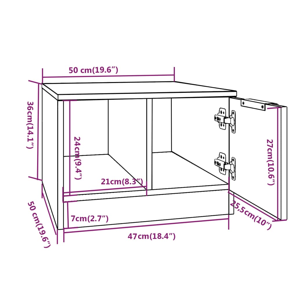 Măsuță de cafea alb și stejar sonoma 50x50x36 cm lemn prelucrat